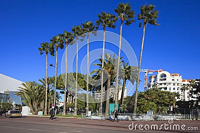 View to Promenade de la Croisette, Cannes, France Editorial Stock Photo