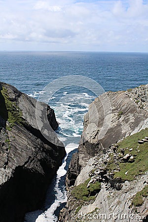 View to the rocks and sea water at Mizen Head Ireland Stock Photo