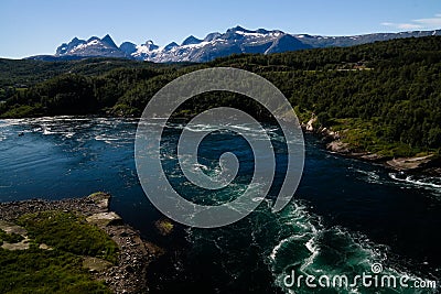 View to Saltstraumen sea whirlpools in Norway Stock Photo