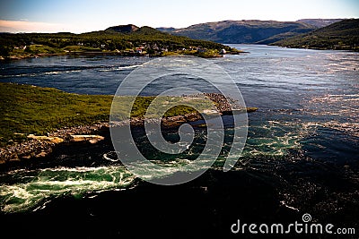 View to Saltstraumen whirlpools, Norway Stock Photo