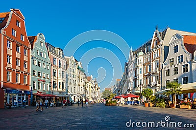 View to a shopping street in Rostock, Germany Editorial Stock Photo