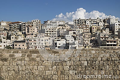 View to the slums from Citadel of Raymond de Saint-Gilles with cloud, Tripoli, Lebanon Stock Photo