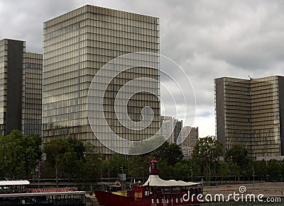 view to southeast, northeast and southwest buildings from BibliothÃ¨que nationale Editorial Stock Photo