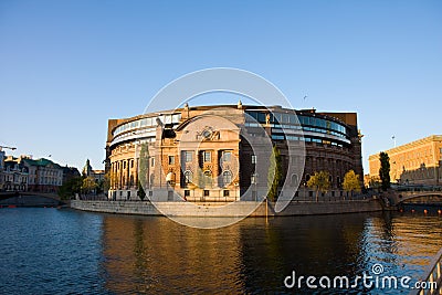 View to Stromsborg and Swedish Parliament, Stockholm. Stock Photo