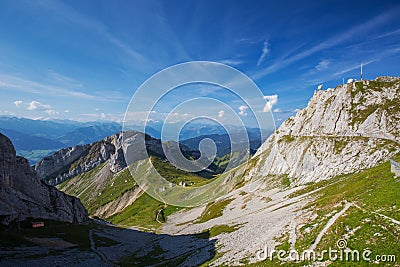 View to the world's steepest cogwheel railway and Swiss Alps fro Editorial Stock Photo