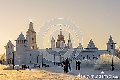 View of the Tobolsk Kremlin on a clear winter day Editorial Stock Photo