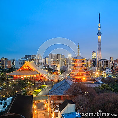 View of Tokyo skyline at twilight Stock Photo