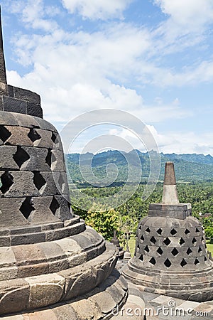 View from top of Borobudur Temple Stock Photo