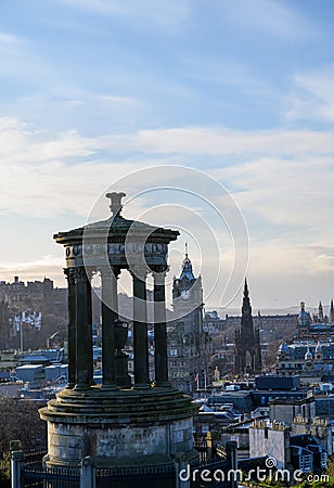 View from top of Calton hill to old part of Edinburgh, capital of Scotland Stock Photo