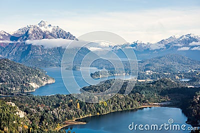 View from the top of Cerro Companario in Nahuel Huapi National Park, San Carlos de Bariloche Stock Photo
