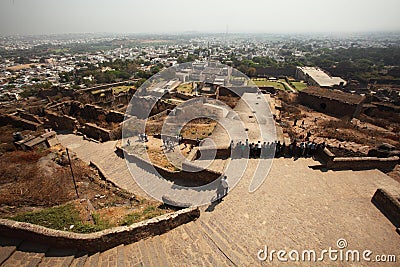 View from top of Golconda Fort, Hyderabad Editorial Stock Photo