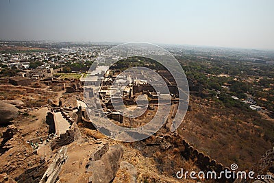 View from top of Golconda Fort, Hyderabad Editorial Stock Photo