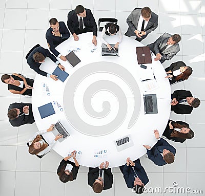 View from the top.meeting business partners for round - table. Stock Photo