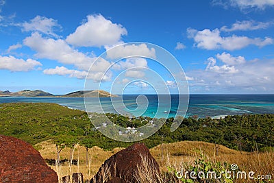 Blue Lagoon Beach in the island of Nacula, Yasawa, Fiji Stock Photo