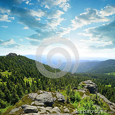 View from the top of mountain Grosser Arber, Germany. Stock Photo