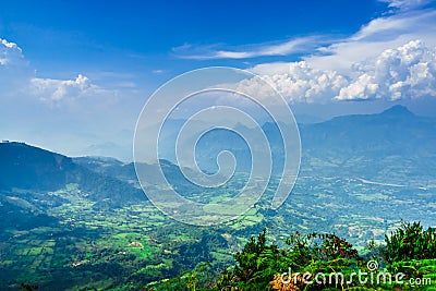 View from top of mountain las nubes next to the village of Jerico, Colombia Stock Photo