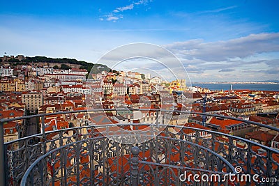 View from the top of the Santa Justa elevator on Lisbon Stock Photo