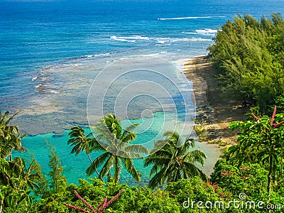 Kee Beach Kauai Stock Photo