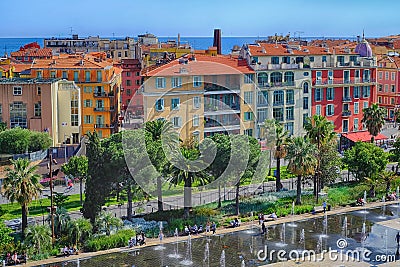 View from the top to the center of Nice, France Editorial Stock Photo