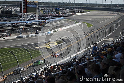 Car racing and fans competition at speedway. Editorial Stock Photo