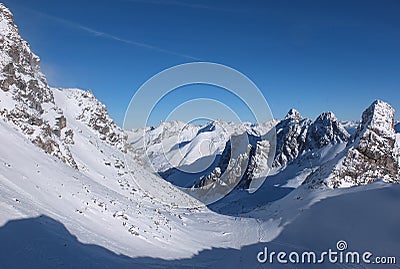 View from the top of the Valluga mountain Stock Photo