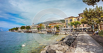 View of Torri Del Benaco on Lake Garda Italy Stock Photo