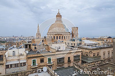 Basilica of Our Lady of Mount Carmel in Valletta, Malta Editorial Stock Photo