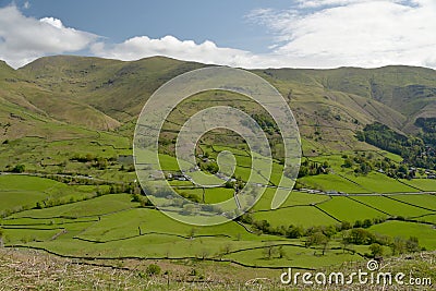 View towards Fairfield from summit of Helm Crag Stock Photo