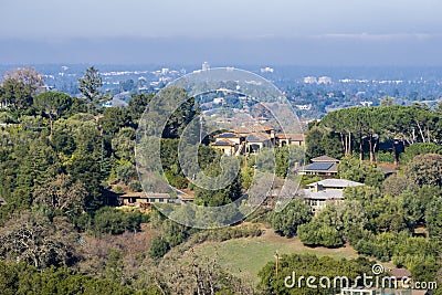 View towards the houses built in Los Altos hills Stock Photo