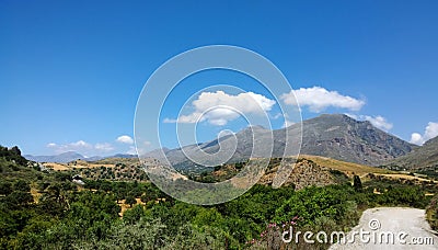 The view towards the Kourtaliotiko gorge in Crete. Stock Photo