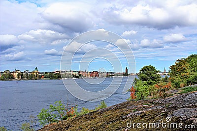 View towards Kungsholmen from LÃ¥ngholmen Editorial Stock Photo