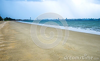 View towards Maputo city with sany beach Stock Photo