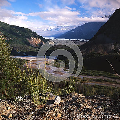 View towards Matanuska glacier Stock Photo