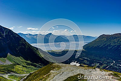View towards and from Mount Alyeska overlooking Turnagain arm in Stock Photo