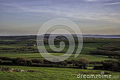 View towards Portland in Dorset in South-West England Stock Photo