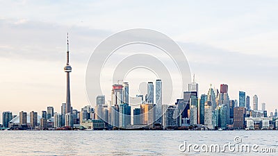 The View Towards the Toronto Skyline at Dusk Editorial Stock Photo