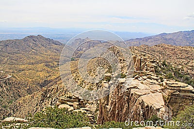 View Towards Tucson from Windy Point Vista Stock Photo