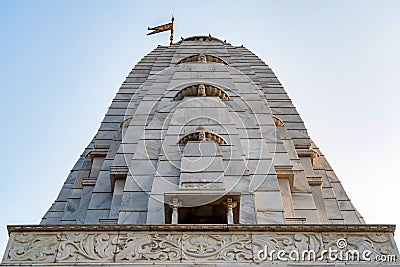 Tower of Birla Mandir Hindu temple in India Stock Photo