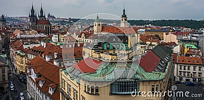 View from tower in downtown Prague Stock Photo