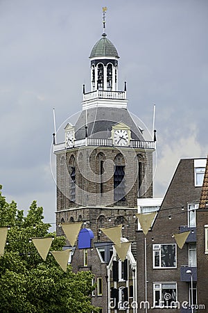 A view of the tower of Grote of Mariakerk English: Great or Maria church with classicistic facade, built in the 15th century, in Stock Photo