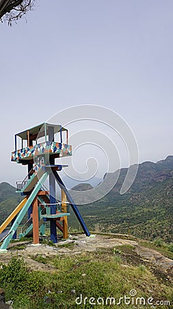 View Tower from sightseeing place at kodaikanal. Silver falls is visible Stock Photo