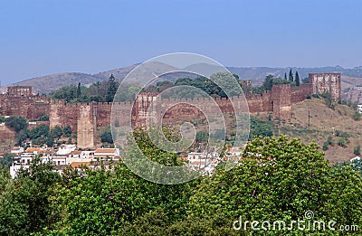 View of the town and castle of Silves, the former capital of the Algarve. Portugal, Europe Stock Photo