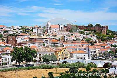 View of the town and castle, Silves, Portugal. Editorial Stock Photo