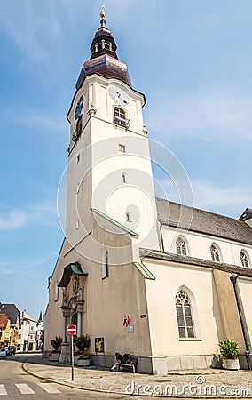View at the Town church of Wels - Austria Editorial Stock Photo
