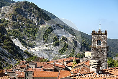 View of the town of Colonnata, Carrara, Tuscany, Italy Stock Photo