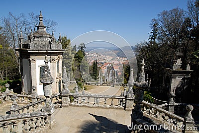 View town Lamego from stairway, Portugal. Stock Photo