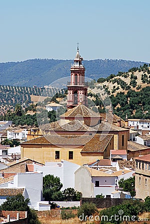 View of the town and mountains, Algodonales, Spain. Stock Photo