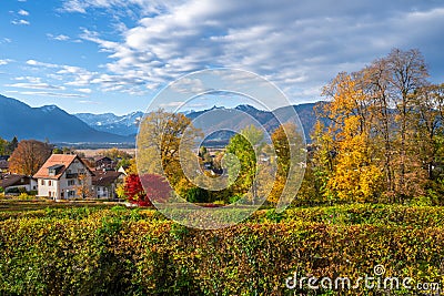 View from the town Murnau to the alps Stock Photo