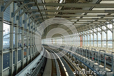 View of track of JR train at Odaiba district, Tokyo, Japan Editorial Stock Photo