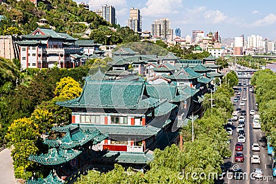 View of traditional buildings in Lanzhou (China) Stock Photo